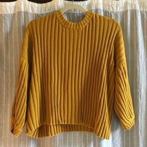 Cotton Blend Mustard Crewneck Sweater